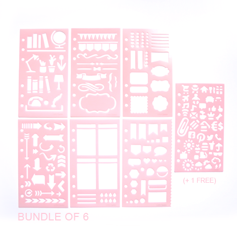 Personal Size Planner Stencils - BUNDLE OF 6