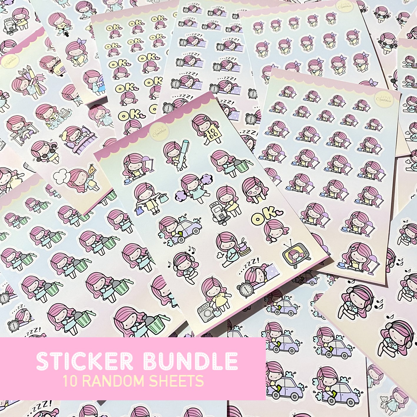 HAPPY GIRLS STICKER BUNDLE - 10 RANDOM SHEETS
