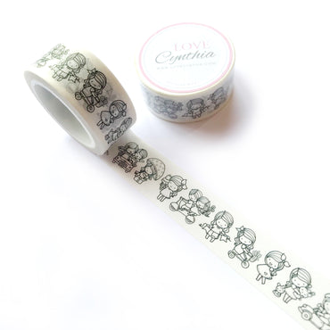 Happy Girl Gang Washi Tape (Version 2 - black and white)