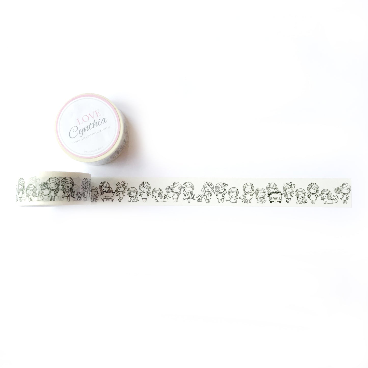 Happy Girl Gang Washi Tape (Version 1 - black & white)