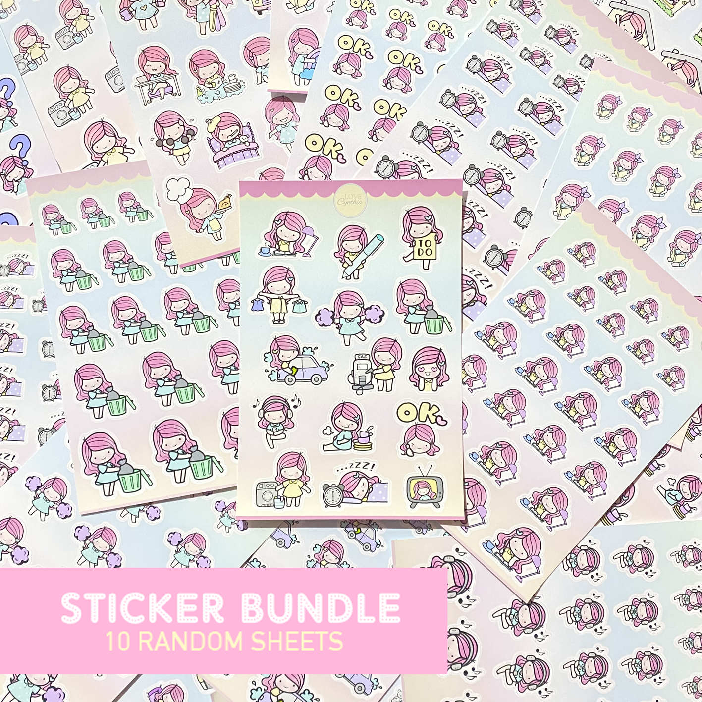 HAPPY GIRLS STICKER BUNDLE - 10 RANDOM SHEETS