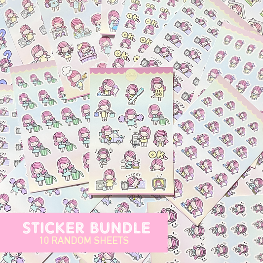 HAPPY GIRLS STICKER BUNDLE - 10 RANDOM SHEETS