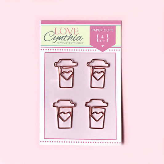 Coffee Paper Clip Set - Rose Gold